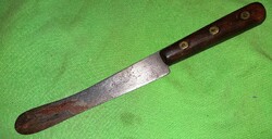 Antik fa nyelű acélpengés szeletelő kés lekerekített heggyel 22 cm a penge 13 cm a képek szerint