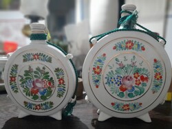 2 darab Hollóházi kulacs magyaros virágmintás