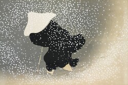 Nagy méret - 88*65 cm, Vintage ázsiai, japán festmény reprodukciója, plakát, poszter