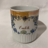 Zsolnay nefelejcses - margarétás "Emlék" porcelán bögre - csupor - pohár