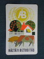 Kártyanaptár,Állami Biztosító,grafikai,háztáji biztosítás, 1964   (9)