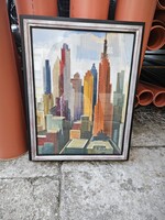 New York  látkép toronyházak cimű festmény.
