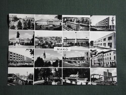 Képeslap,Makó,mozaik,Béke szálló,városháza,emlékmű,gimnázium,park látkép,részlet, 1973-