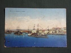 Képeslap,Málta,Osztrák Magyar Haditengerészet légierő,csatahajó,katona,honvéd,matróz levél,1913