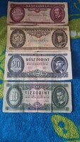 Régi forint bankjegyek 4 db együtt.