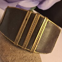 Iparművész réz és bőr   karkötő  3  cm-es