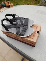 SZANDÁL ,Skechers női, szürke vászon, gumírozott, , 37 méret,  sose hordott