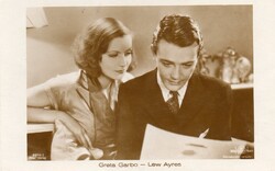 Képeslap: Külföldi színészek, Greta Garbo, Lew Ayres.