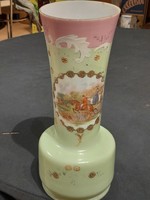 Opál váza ,1800 as évekből lovas jelenetes
