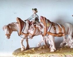 Antik Royal Dux majolika szobor csoport
