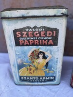 Szegedi plèh paprika reklàm doboz antik fêm konyhai paprikàs dekor