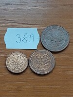 NÉMETORSZÁG 1 + 2 + 5 EURO CENT Acél réz bevonattal, 389