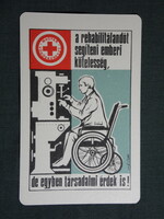 Kártyanaptár,Magyar vöröskereszt,rehabilitáció,grafikai,tolószékes munkás, 1970   (9)