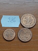 NÉMETORSZÁG 1 + 2 + 5 EURO CENT Acél réz bevonattal, 386
