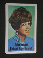 Kártyanaptár,Tolna megyei kisipari szövetkezet,Szekszárd,fodrász,kozmetika,női modell, 1970   (9)