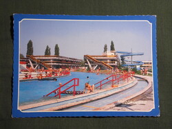 Képeslap,Mezőkövesd,Zsóri gyógyfürdő,strand,medence látkép,részlet 1989-