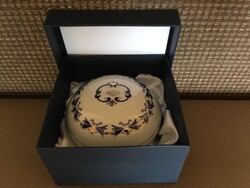 DÍSZDOBOZOS Kék kalocsai kézzel festett porcelán Bonbonier
