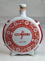Hollóházi porcelán kulacs népművészeti mintával és Békéscsabai Áfész felirattal hibátlan 17 cm magas