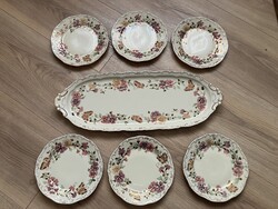 6 SZ. ZSOLNAY PILLANGÓS PORCELÁN SÜTEMÉNYES, SZENDVICSES KÉSZLET