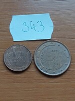 SPANYOLORSZÁG 1 + 5 EURO CENT 2007, 1999 Acél réz bevonattal, Santiago de Compostela, katedrális 343