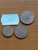 AUSZTRIA 1 + 2 + 5 EURO CENT 2007, 2002, 2013 VIRG, Acél réz bevonattal, 369