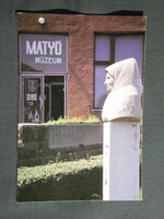Képeslap,Mezőkövesd,Matyó múzeum,Kisjankó Bori szobor látkép,részlet 1986-