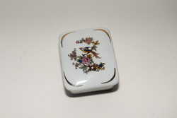 Paradicsommadaras Hollóháza porcelán ékszerdoboz, bonbonier