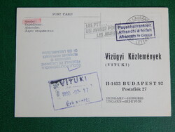 "VITUKI" Küldeménykísérő vízügyi válaszlap 1990. Svájc, "Pauschalfrankatur" (ami 2001-től megszűnt)