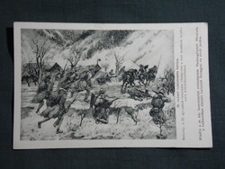 Képeslap,Osztrák Magyar hadsereg,Csataképes kártya 35.sz, 32. gyalog ezred támadása,1916