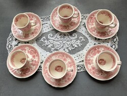 Nagyon szép régi, pink dekoros Villeroy & Boch"Burgenland" 6 személyes kávés készlet