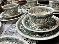 Nagyon szép régi, zöld dekoros Villeroy & Boch"Burgenland" 6 személyes reggeliző készlet