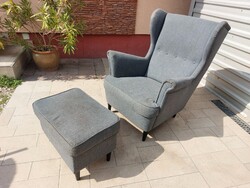 Eladó egy IKEA STRANDMON fotel+lábtartó. Burot jó állapotú, minimális kárpit frissités ráfér.