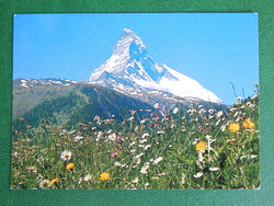 Képeslap Svájc 1990. Zermatt / Matterhorn / virágos rét