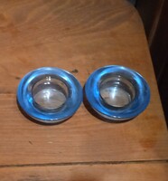 2 beautiful glass candle holders in good condition blue color