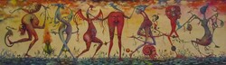 Kolozsvári Grandpierre Miklós "Áll a bál" c. 65x210 cm-es olajfestmény