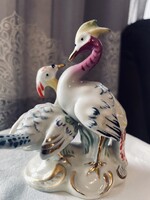 Régi Royal dux porcelán kócsag madár pár