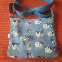 Textil válltáska, birka, bárány mintás, bélelt