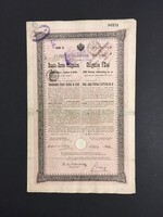 Osztrák Állami Nyugdíjkötvény 200 Osztrák Gulden Aranyban 1876.