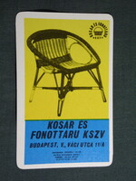 Kártyanaptár,Kosár és fonottáru KSZV,Budapest,fonott fotel ,1970   (9)