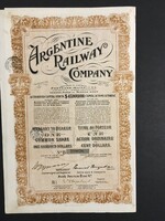 Argentín Vasútvállalat Részvénye 100 Dollár