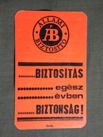 Kártyanaptár,Állami Biztosító, 1970   (9)  ,piros,