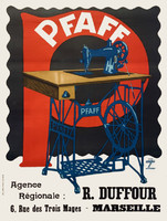 Pfaff old vintage antique pedal singer sewing machine advertisement poster, ludwig hohlwein 1925 reprint