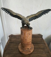 Antik hatalmas Bronz  Turul ,Turull Sas szobor màrvàny talpon Nagy méretű