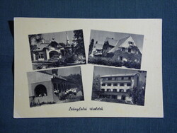 Képeslap,Leányfalu,mozaik,MAHART,OTI üdülő,úttörőtábor látkép,részlet,1956-