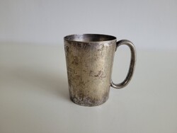 Régi jelzett alpakka pohár fém mérőpohár London feliratos