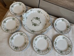 Hollóházi porcelán süteményes készlet