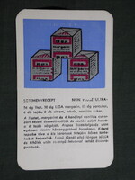 Kártyanaptár,Liga margarin,Csongrád Bács Füszért,Szeged,grafikai, 1971   (9)