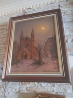 Ifj. Vigyazo Laszlo. Teli est.50×40+keret.