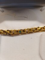 Art Deco karkötő 14 k arany gyémántokkal és smaragddal 21,9 gr.