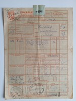 ZA617.40 Fuvarlevél  MÁV -  1947 - Sátoraljaújhely - MÁD  Piarista Gazdaság 2db üres fahordó (bor)